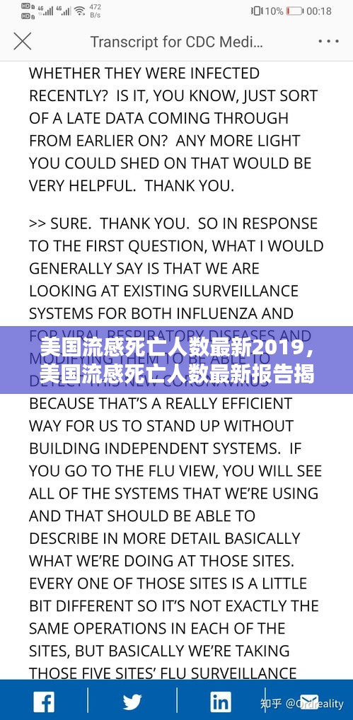 美国流感死亡人数最新报告揭示，严峻挑战与应对策略（2019年）