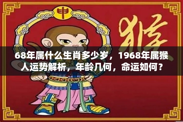 1968年属猴人的年龄与运势解析，命运走向大揭秘