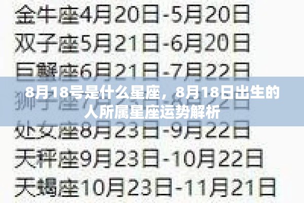 8月18日出生者的星座运势解析及特点探究