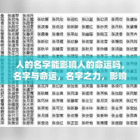 名字之力，命运与名字间的微妙联系探究