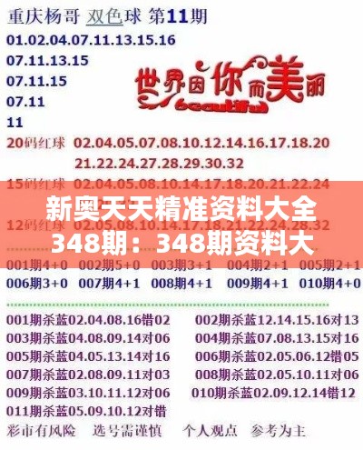 新奥天天精准资料大全348期：348期资料大全的实用指导