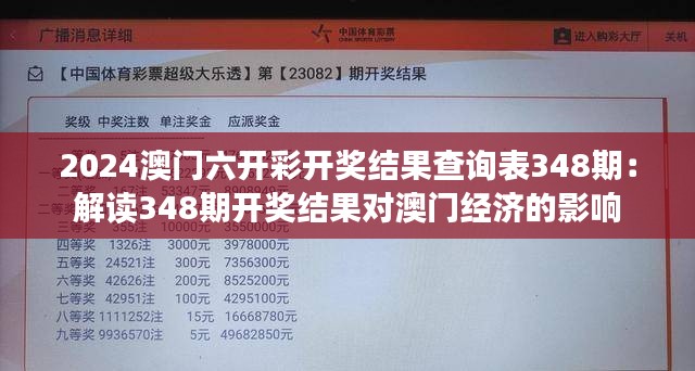 2024澳门六开彩开奖结果查询表348期：解读348期开奖结果对澳门经济的影响