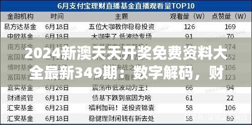 2024新澳天天开奖免费资料大全最新349期：数字解码，财富增倍