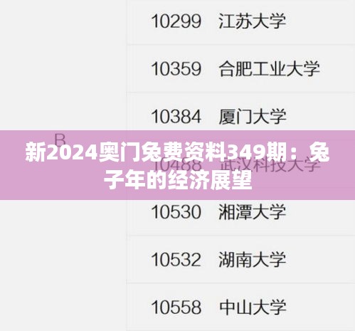 新2024奥门兔费资料349期：兔子年的经济展望