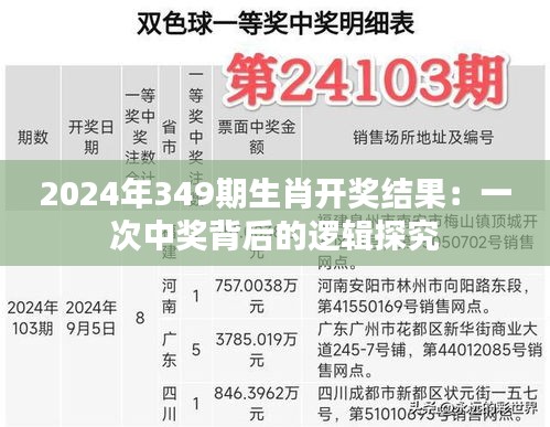 2024年349期生肖开奖结果：一次中奖背后的逻辑探究