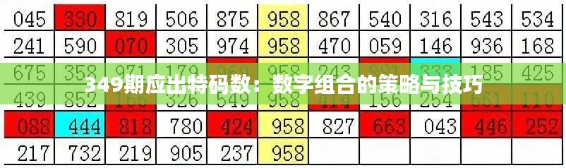 349期应出特码数：数字组合的策略与技巧