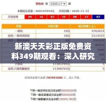 新澳天天彩正版免费资料349期观看：深入研究，发现投注潜力股