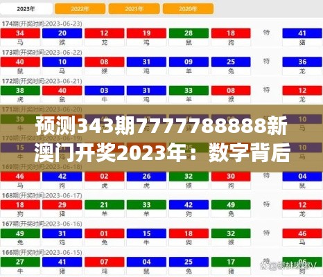 预测343期7777788888新澳门开奖2023年：数字背后的故事