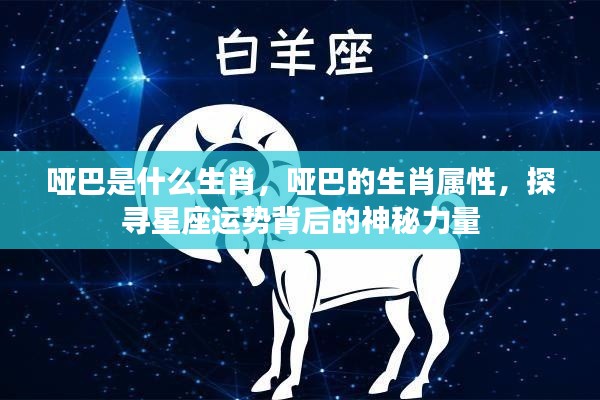 哑巴生肖揭秘，探寻星座运势背后的神秘力量与生肖属性