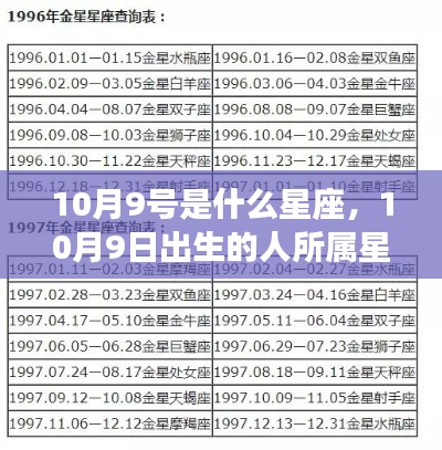 10月9日出生者的星座运势解读及特点分析。