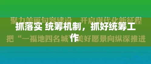 抓落实 统筹机制，抓好统筹工作 