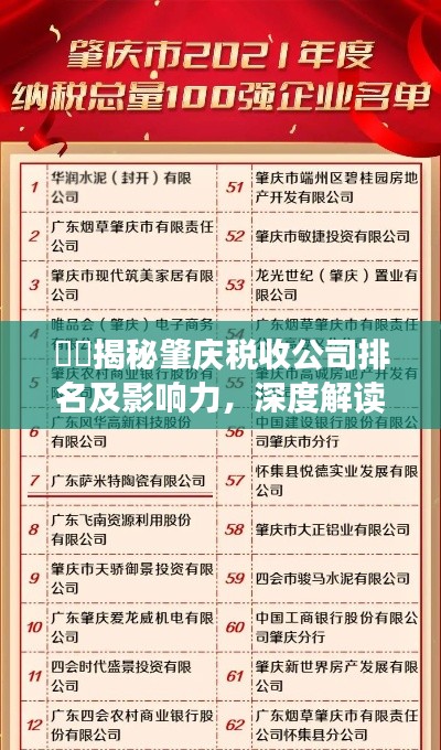 ​​揭秘肇庆税收公司排名及影响力，深度解读行业格局！