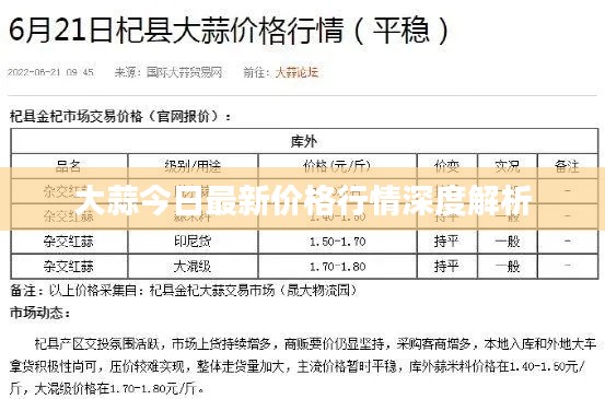 大蒜今日最新价格行情深度解析