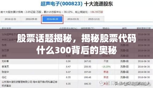 股票话题揭秘，揭秘股票代码什么300背后的奥秘