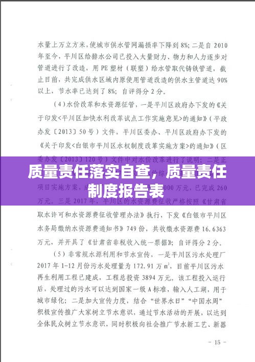 质量责任落实自查，质量责任制度报告表 