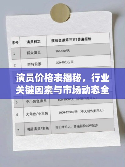 演员价格表揭秘，行业关键因素与市场动态全解析