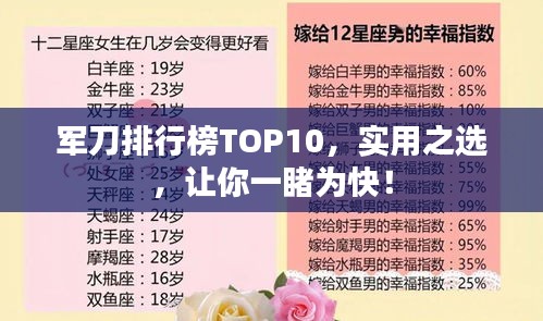 军刀排行榜TOP10，实用之选，让你一睹为快！