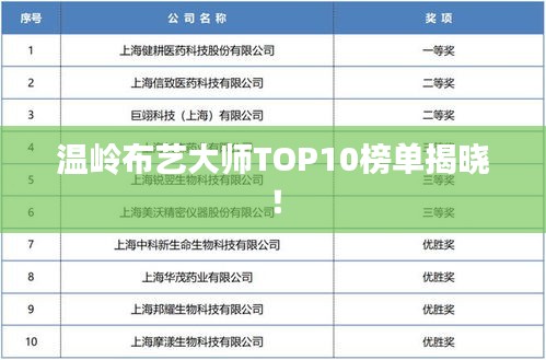 温岭布艺大师TOP10榜单揭晓！