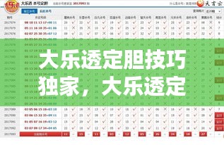 大乐透定胆技巧独家，大乐透定胆口诀 